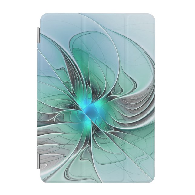 Abstract With Blue, Modern Fractal Art iPad Mini Cover (Front)
