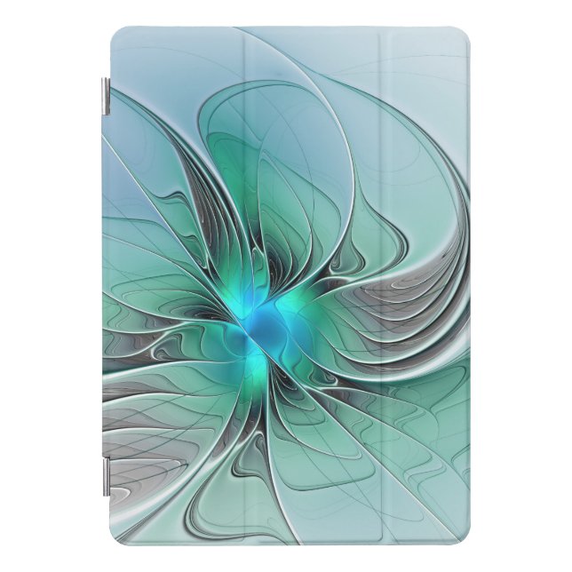 Abstract With Blue, Modern Fractal Art iPad Pro Cover (Front)