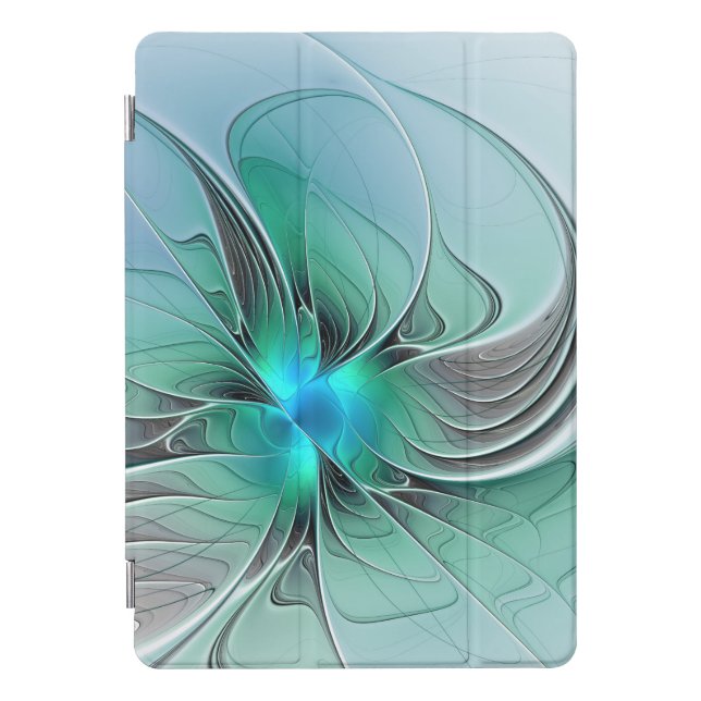 Abstract With Blue, Modern Fractal Art iPad Pro Cover (Front)