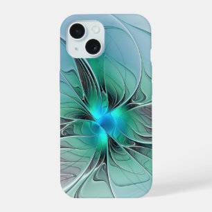 Abstract With Blue, Modern Fractal Art iPhone 15 Case