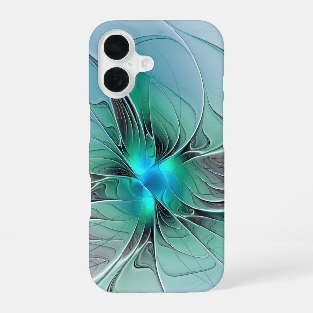 Abstract With Blue, Modern Fractal Art iPhone Case (Back)