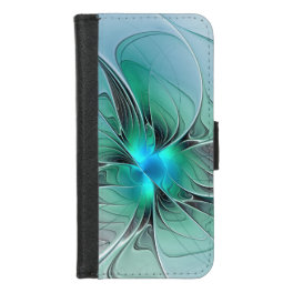 Abstract With Blue, Modern Fractal Art iPhone 8/7 Wallet Case