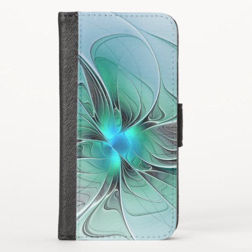 Abstract With Blue Modern Fractal Art iPhone XS Wallet Case