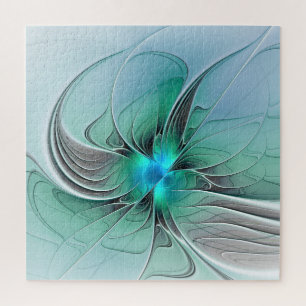 Abstract With Blue, Modern Fractal Art Jigsaw Puzzle