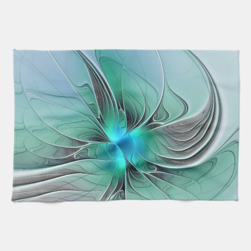 Abstract With Blue Modern Fractal Art Kitchen Towel