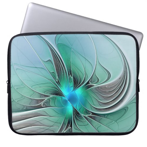Abstract With Blue Modern Fractal Art Laptop Sleeve