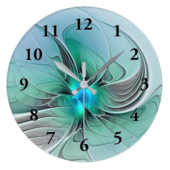 Abstract With Blue, Modern Fractal Art Large Clock | Zazzle.com