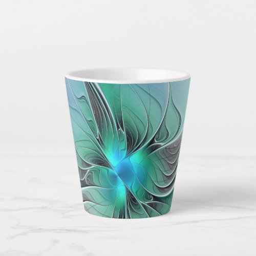 Abstract With Blue Modern Fractal Art Latte Mug