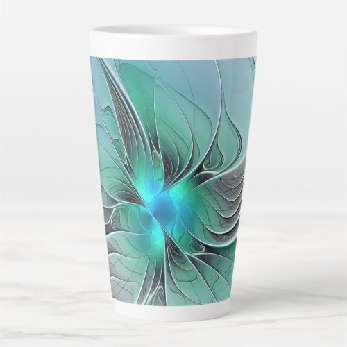 Abstract With Blue Modern Fractal Art Latte Mug