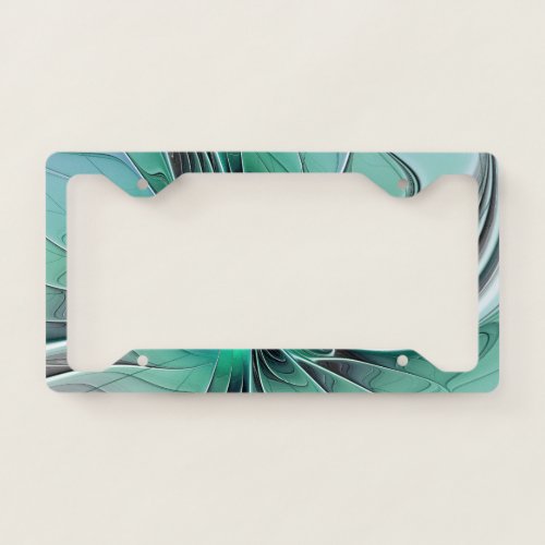 Abstract With Blue Modern Fractal Art License Plate Frame