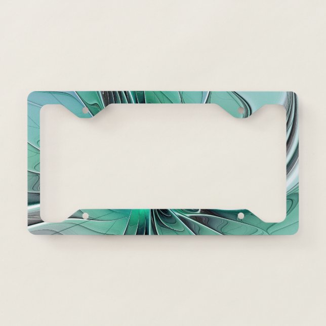 Abstract With Blue, Modern Fractal Art License Plate Frame (Front)