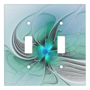 Abstract With Blue, Modern Fractal Art Light Switch Cover