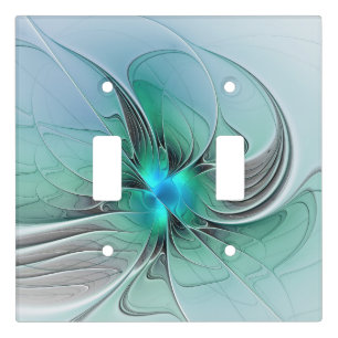 Abstract With Blue, Modern Fractal Art Light Switch Cover