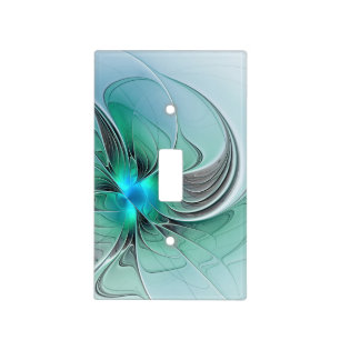 Abstract With Blue, Modern Fractal Art Light Switch Cover