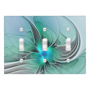Abstract With Blue, Modern Fractal Art Light Switch Cover