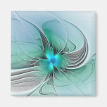 Abstract With Blue, Modern Fractal Art Magnet