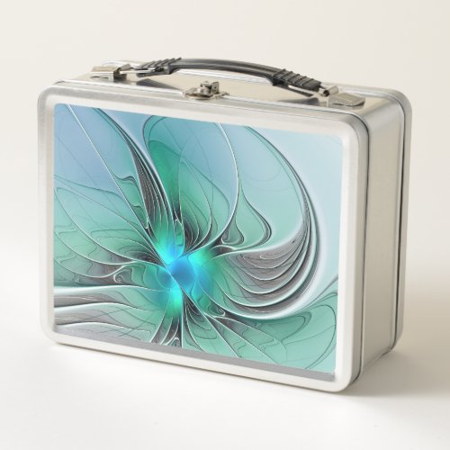 Abstract With Blue Modern Fractal Art Metal Lunch Box