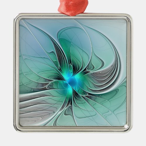 Abstract With Blue Modern Fractal Art Metal Ornament