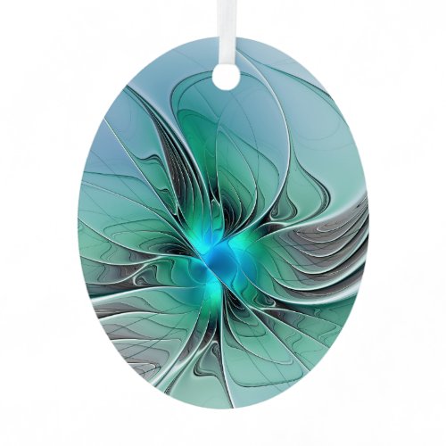 Abstract With Blue, Modern Fractal Art Metal Ornament