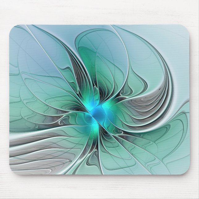 Abstract With Blue, Modern Fractal Art Mouse Pad (Front)