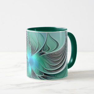 Abstract With Blue, Modern Fractal Art Mug