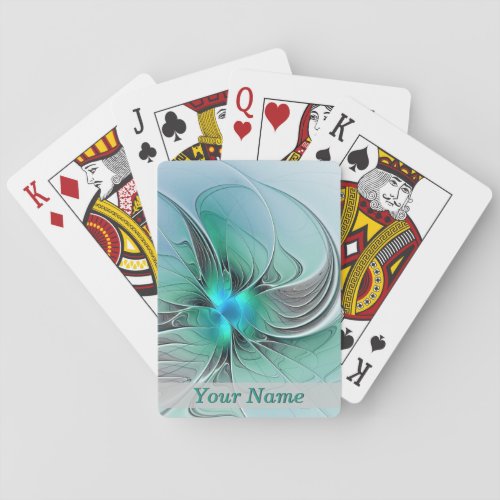 Abstract With Blue Modern Fractal Art Name Playing Cards