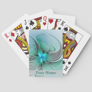 Abstract With Blue, Modern Fractal Art Name Poker Cards