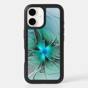 Abstract With Blue, Modern Fractal Art iPhone 16 Case