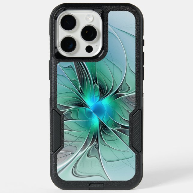 Abstract With Blue, Modern Fractal Art Otterbox iPhone Case (Back)