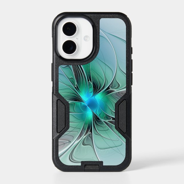 Abstract With Blue, Modern Fractal Art Otterbox iPhone Case (Back)