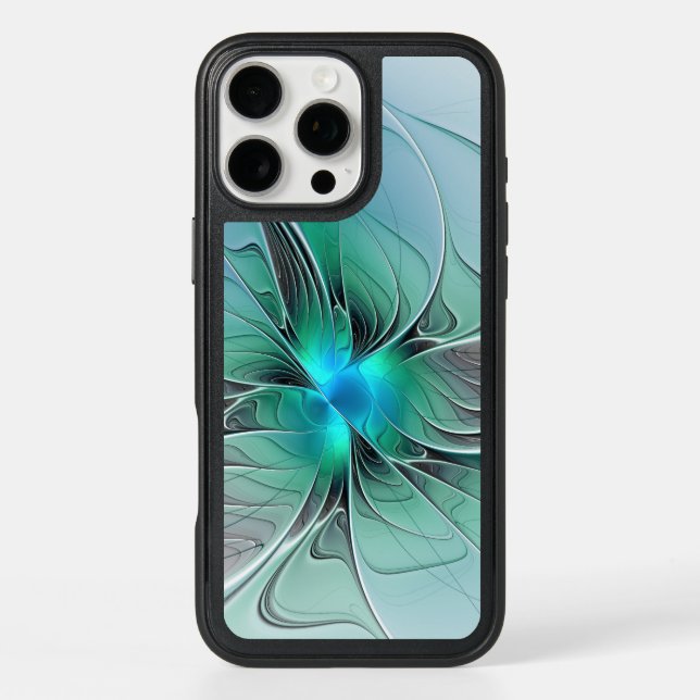 Abstract With Blue, Modern Fractal Art Otterbox iPhone Case (Back)