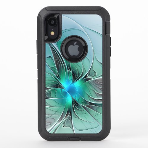 Abstract With Blue Modern Fractal Art OtterBox Defender iPhone XR Case
