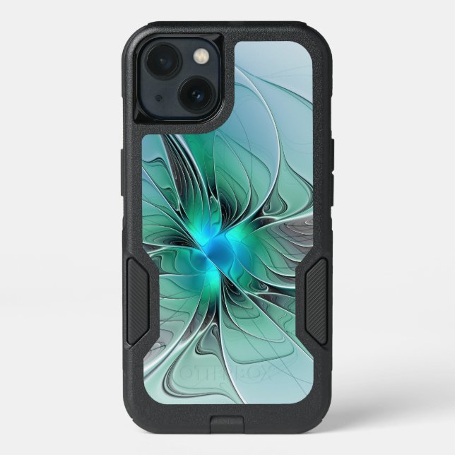 Abstract With Blue, Modern Fractal Art Otterbox iPhone Case (Back)