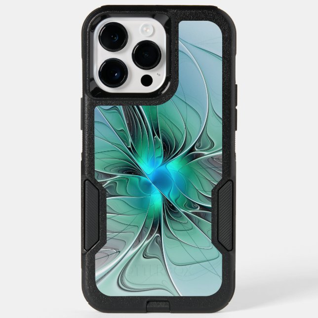 Abstract With Blue, Modern Fractal Art Otterbox iPhone Case (Back)