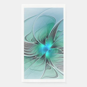 Abstract With Blue, Modern Fractal Art Paper Guest Towels