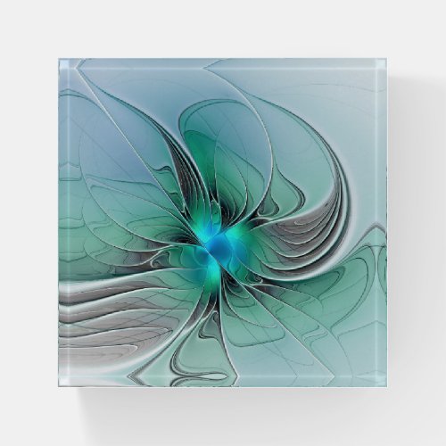 Abstract With Blue Modern Fractal Art Paperweight
