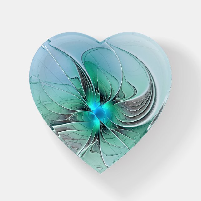 Abstract With Blue, Modern Fractal Art Paperweight (Front)