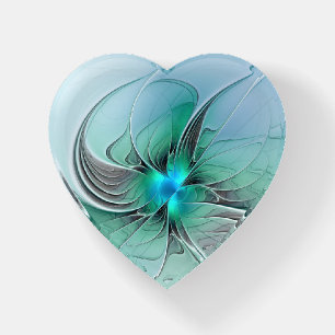 Abstract With Blue, Modern Fractal Art Paperweight