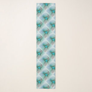 Abstract With Blue, Modern Fractal Art Pattern Scarf