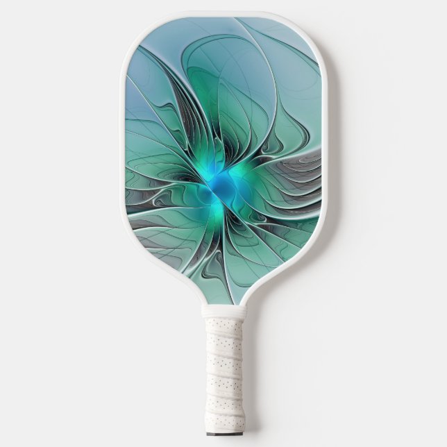 Abstract With Blue, Modern Fractal Art Pickleball Paddle (Front)