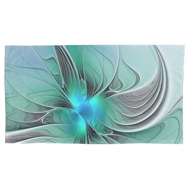 Abstract With Blue, Modern Fractal Art Pillow Case (Front)
