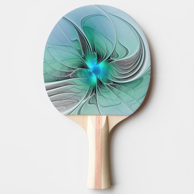 Abstract With Blue, Modern Fractal Art Ping Pong Paddle (Front)