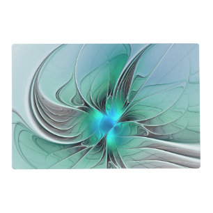 Abstract With Blue, Modern Fractal Art Placemat