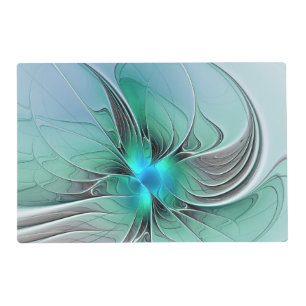 Abstract With Blue, Modern Fractal Art Placemat