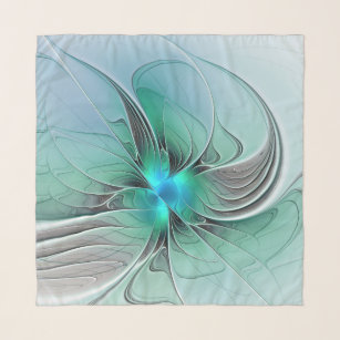 Abstract With Blue, Modern Fractal Art Scarf