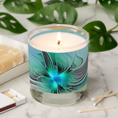 Abstract With Blue Modern Fractal Art Scented Candle