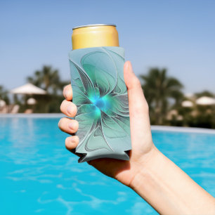Abstract With Blue, Modern Fractal Art Seltzer Can Cooler