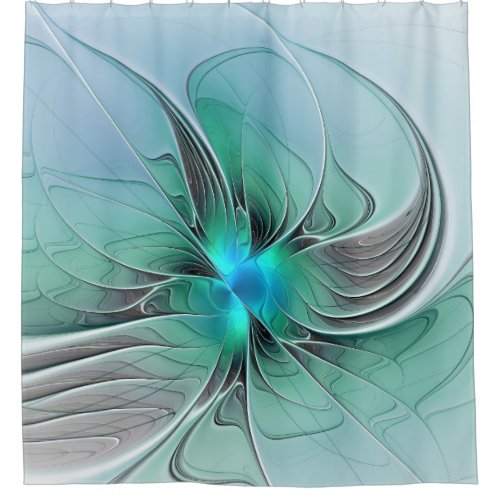 Abstract With Blue Modern Fractal Art Shower Curtain