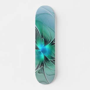 Abstract With Blue, Modern Fractal Art Skateboard