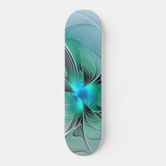Abstract With Blue, Modern Fractal Art Skateboard (Front)